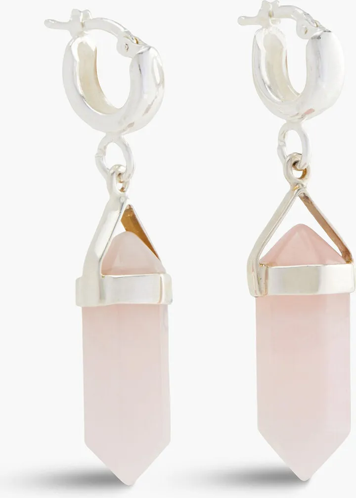 Recycled sterling silver quartz earrings