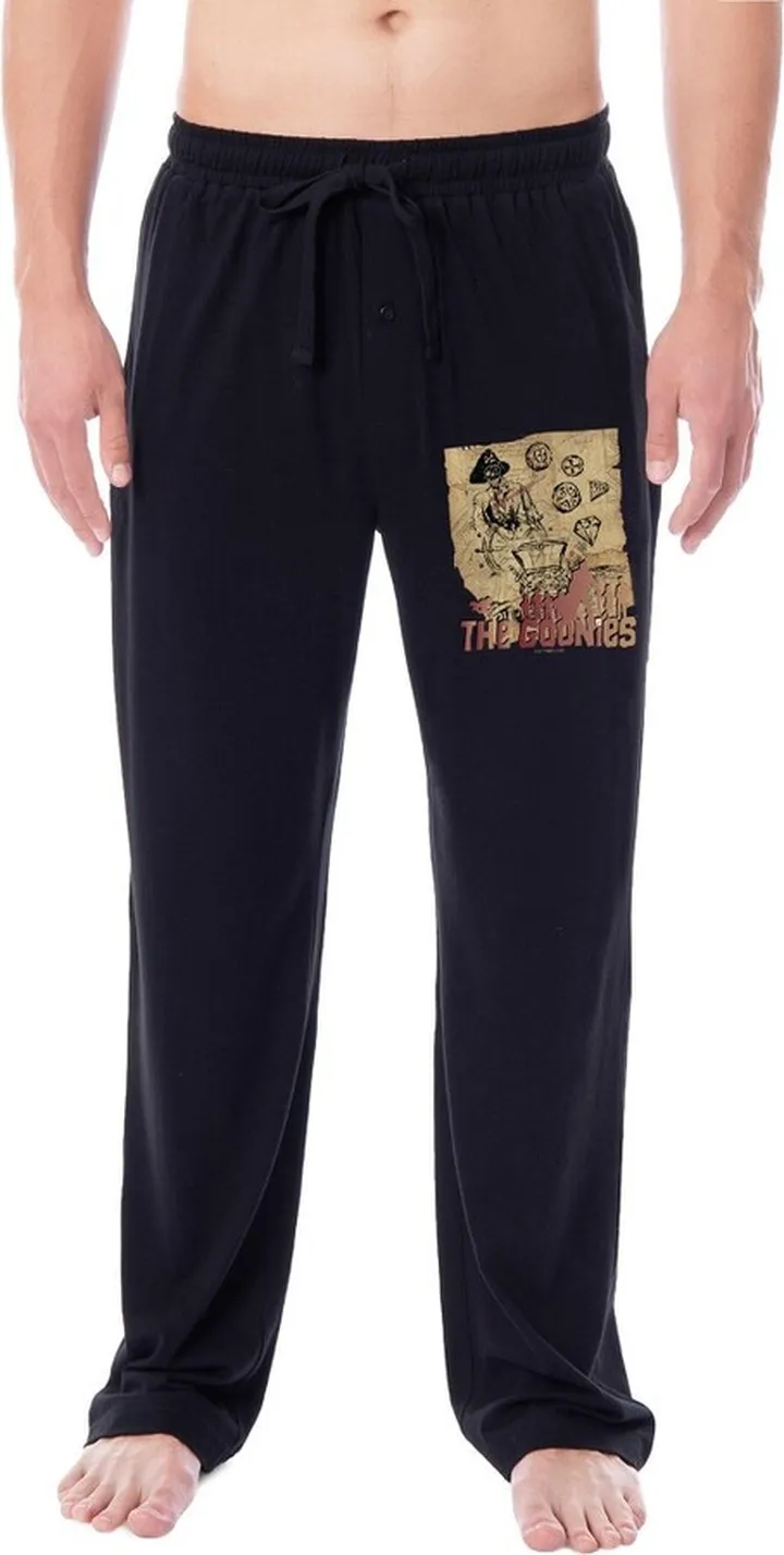 The Goonies Mens' Pirate Treasure Map Movie Logo Sleep Pajama Pants (XXX-Large) Black