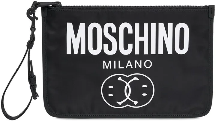 Logo print nylon pouch