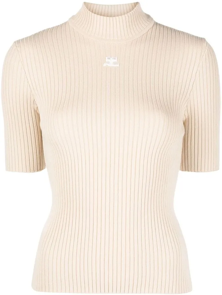 Embroidered Logo Ribbed Knitted Top
