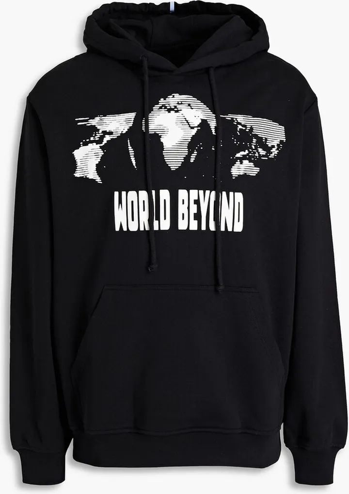 Appliquéd printed French cotton-terry hoodie