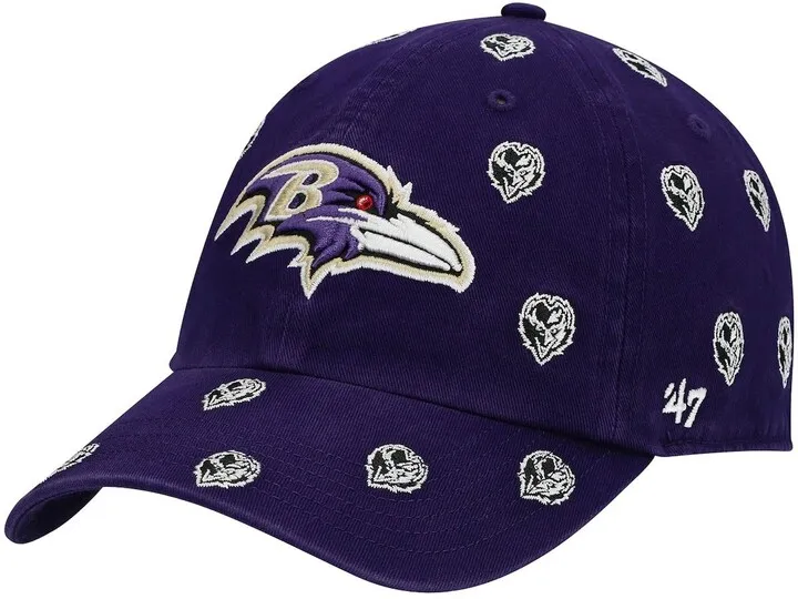 Women's Purple Baltimore Ravens Confetti Clean Up Head Logo Adjustable Hat