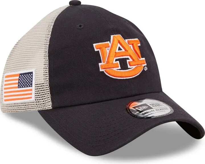 Men's New Era Navy Auburn Tigers Flag Trucker 9TWENTY Snapback Hat