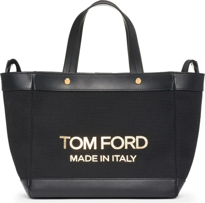 Large Textured Canvas & Leather Tote