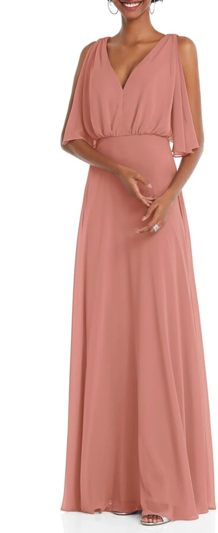 Split Blouson Sleeve Gown