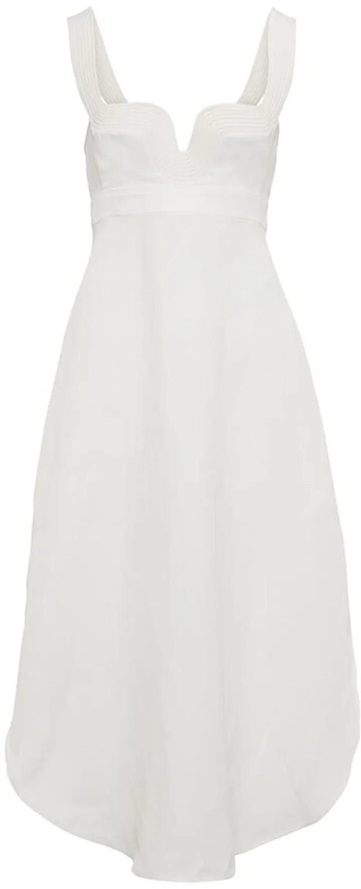 Piped asymmetric midi dress