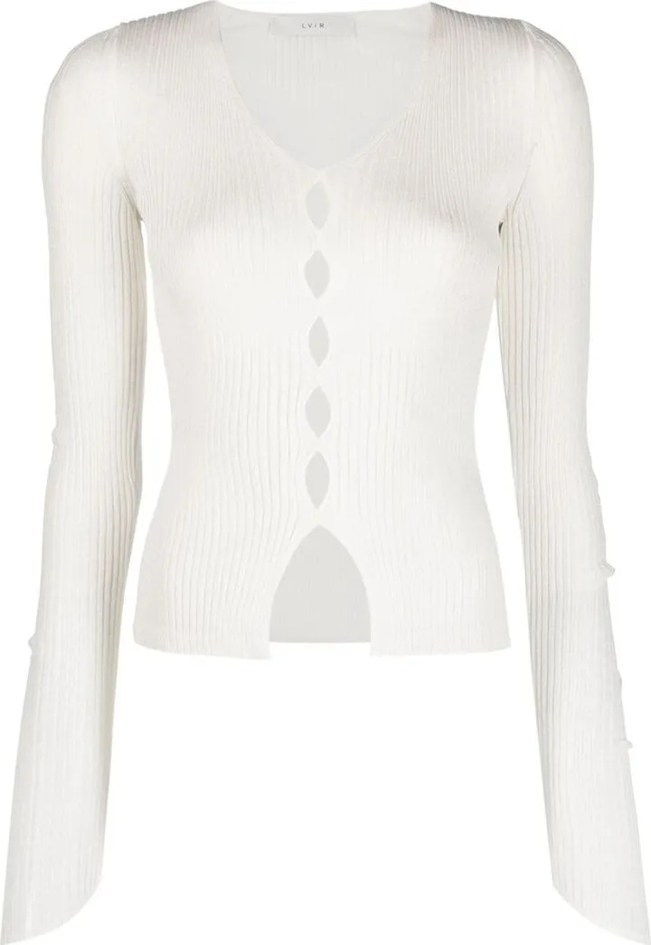 Ribbed V-neck cardigan