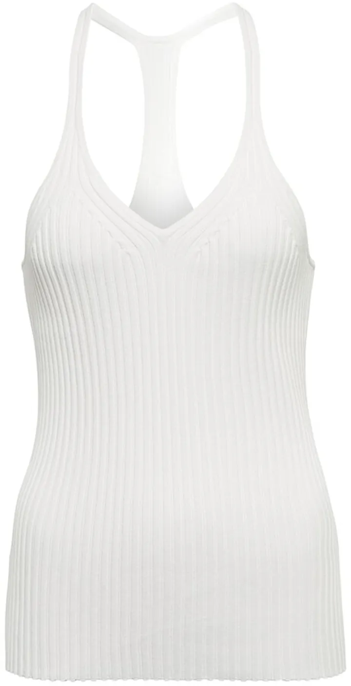 Ribbed-knit halterneck top