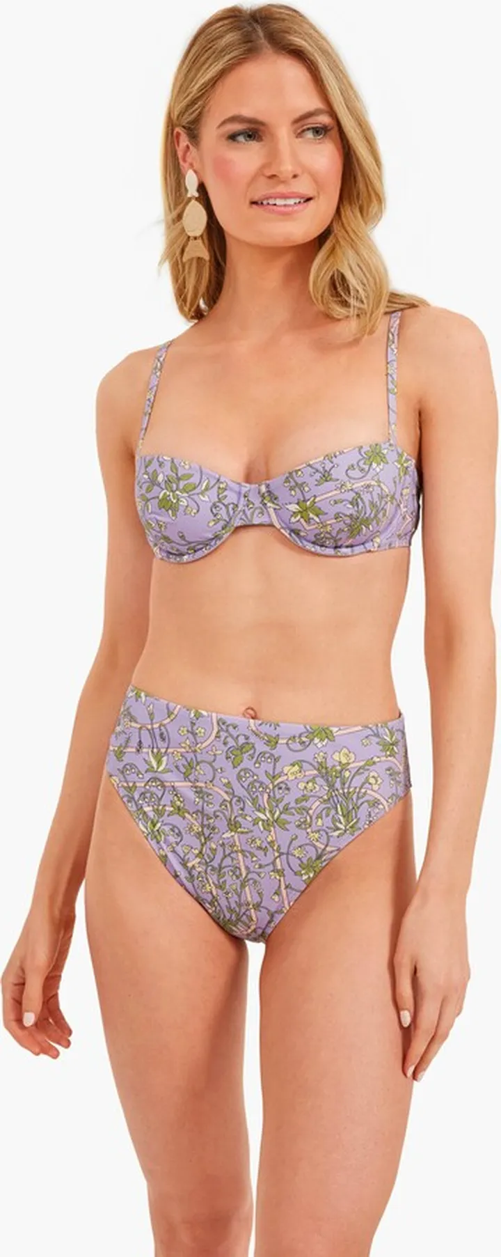Lilac Garden Medallion Printed Underwire Bikini Top