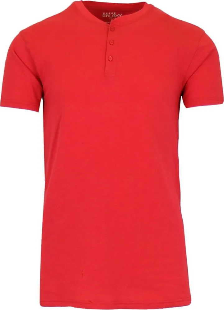 Galaxy By Harvic Men's Henley Slub T-shirt