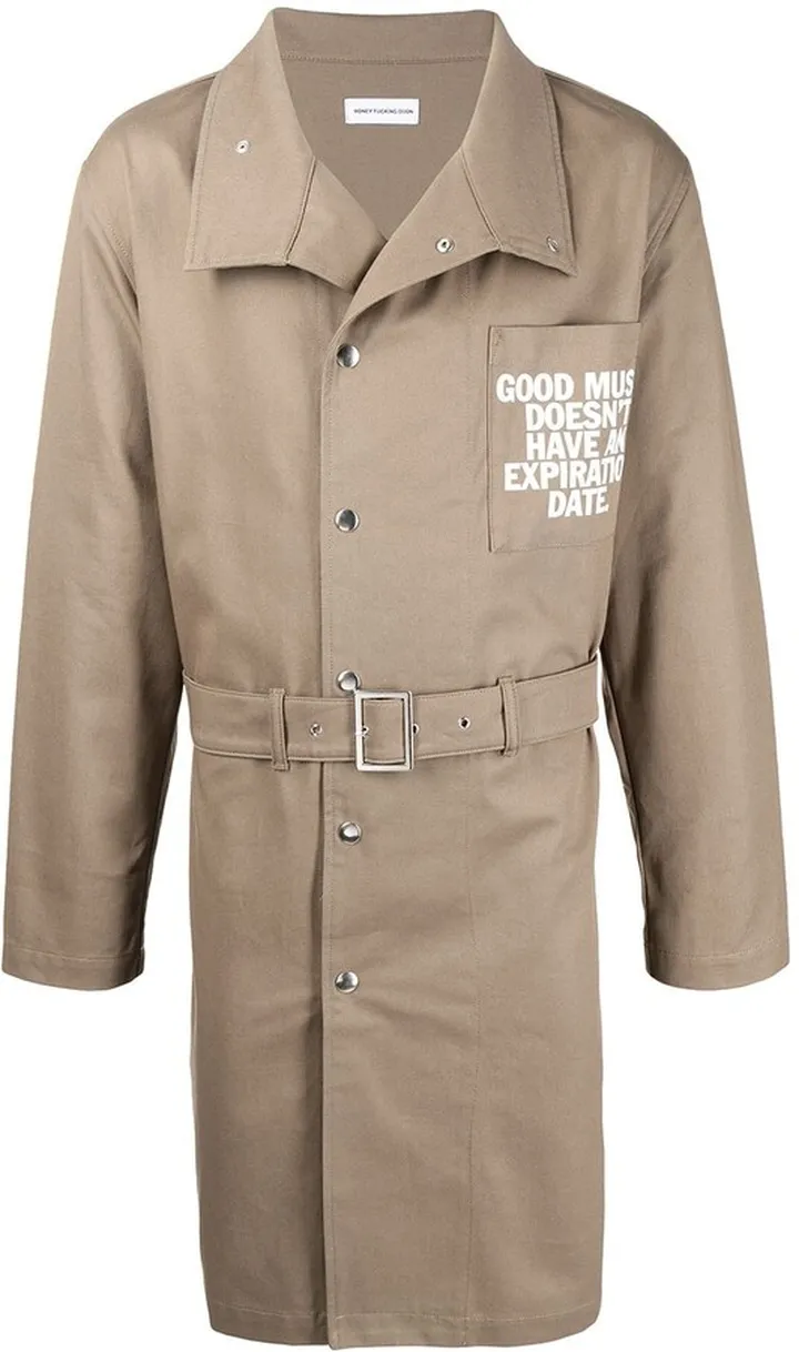 Slogan-Print Trench Coat
