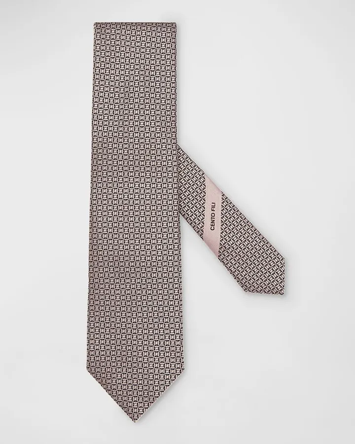 Men's Micro-Squares Jacquard Silk Tie