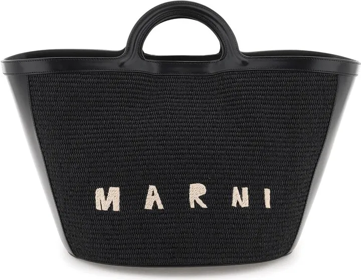 Tropicalia Leather And Raffia Tote Bag