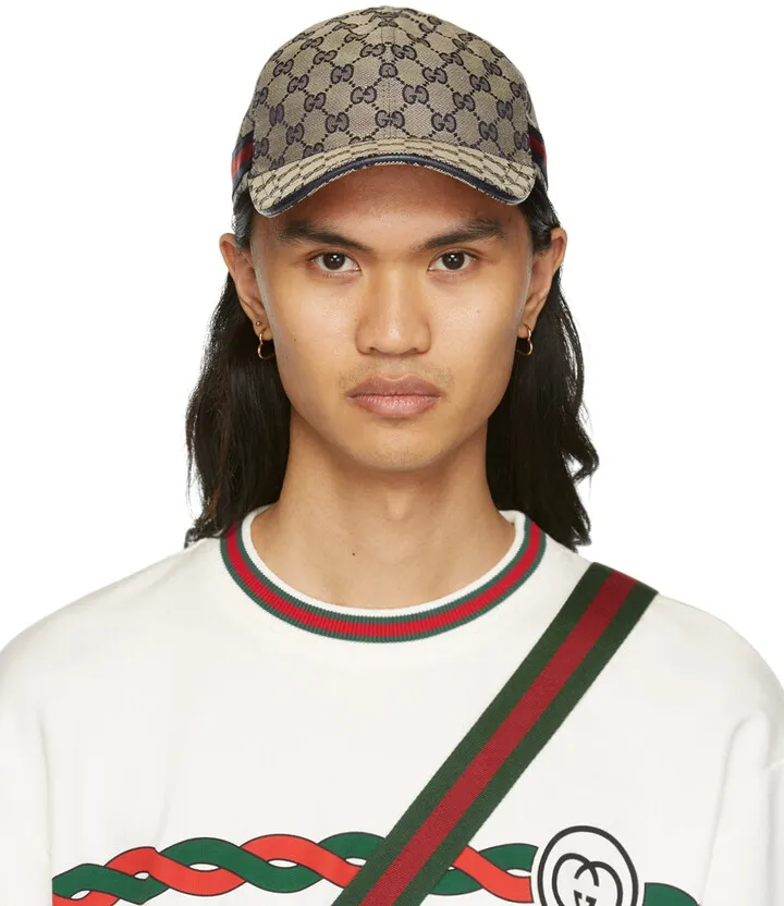 Gucci Beige & Navy New GG Baseball Cap