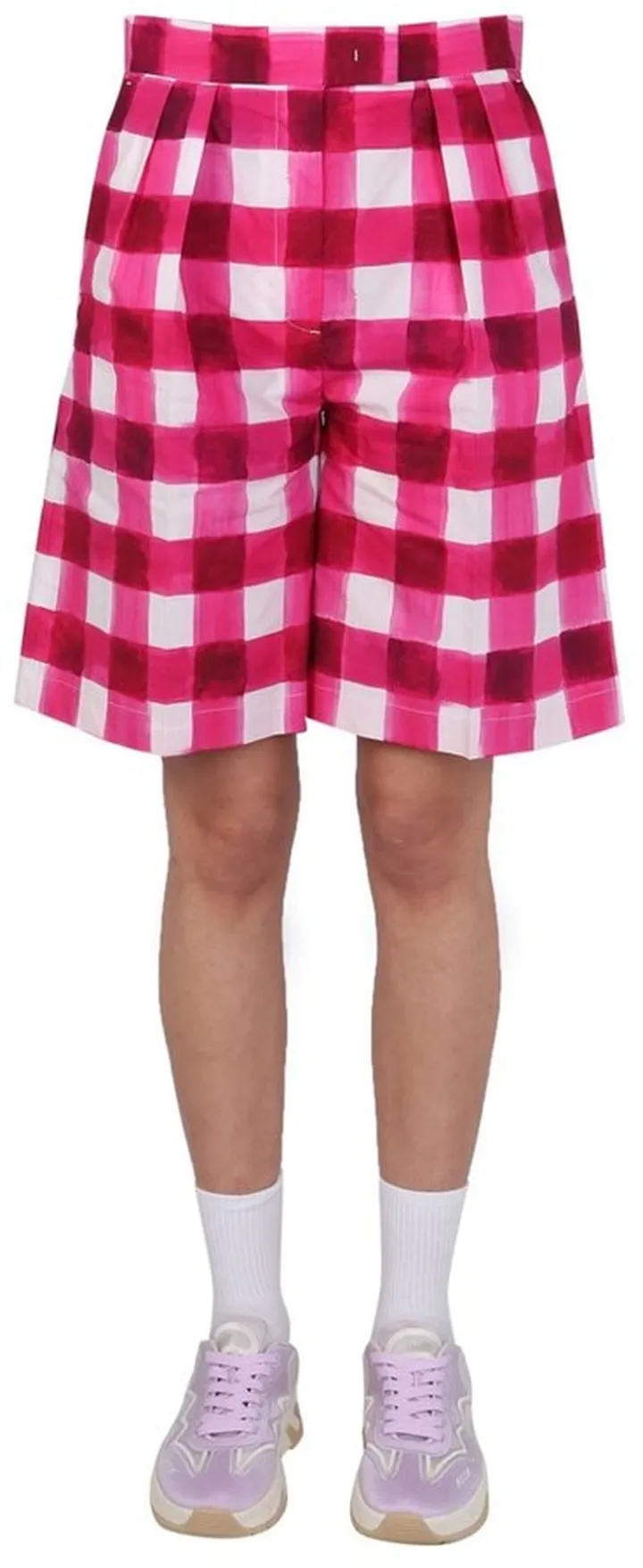 MSGM High Waisted Checked Shorts