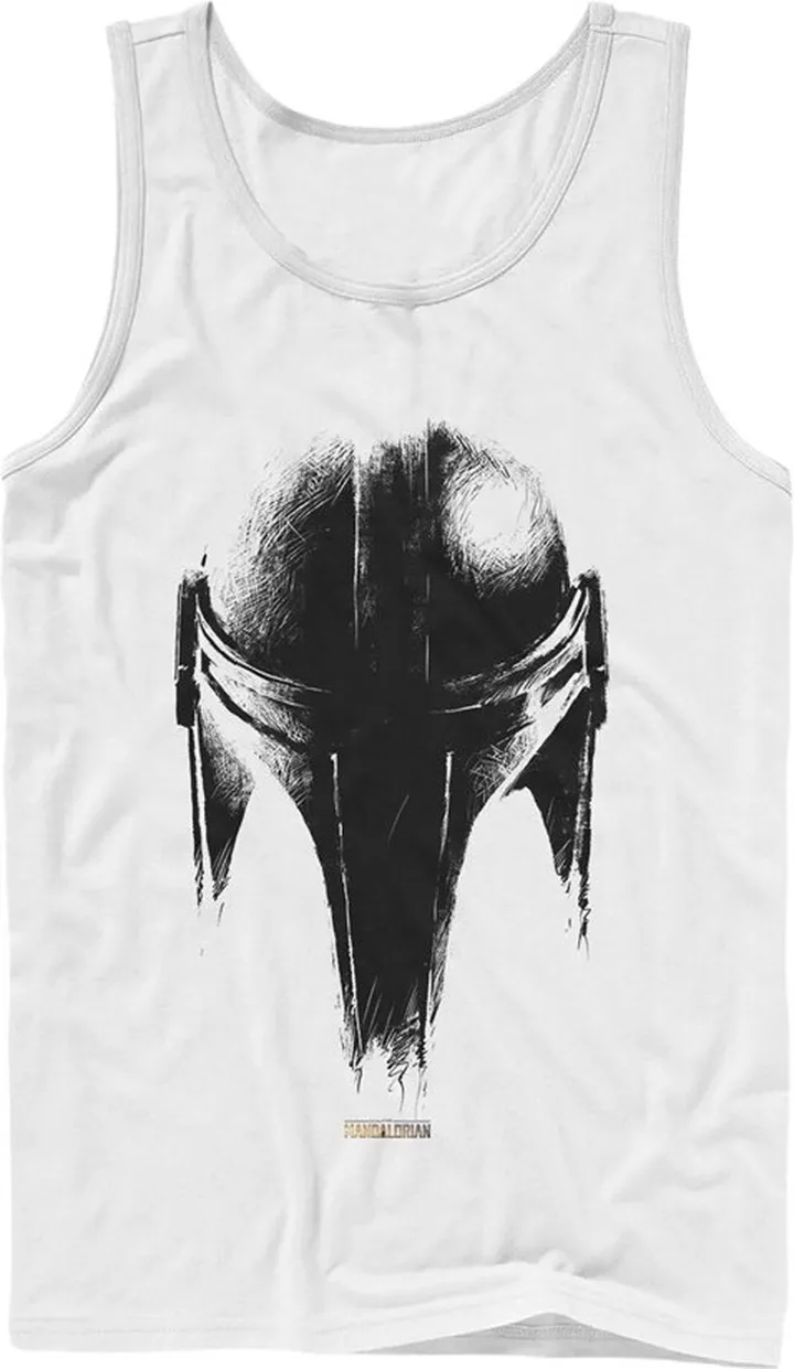 Men's Star Wars The Mandalorian Metallic Helmet Tank Top - White - Large