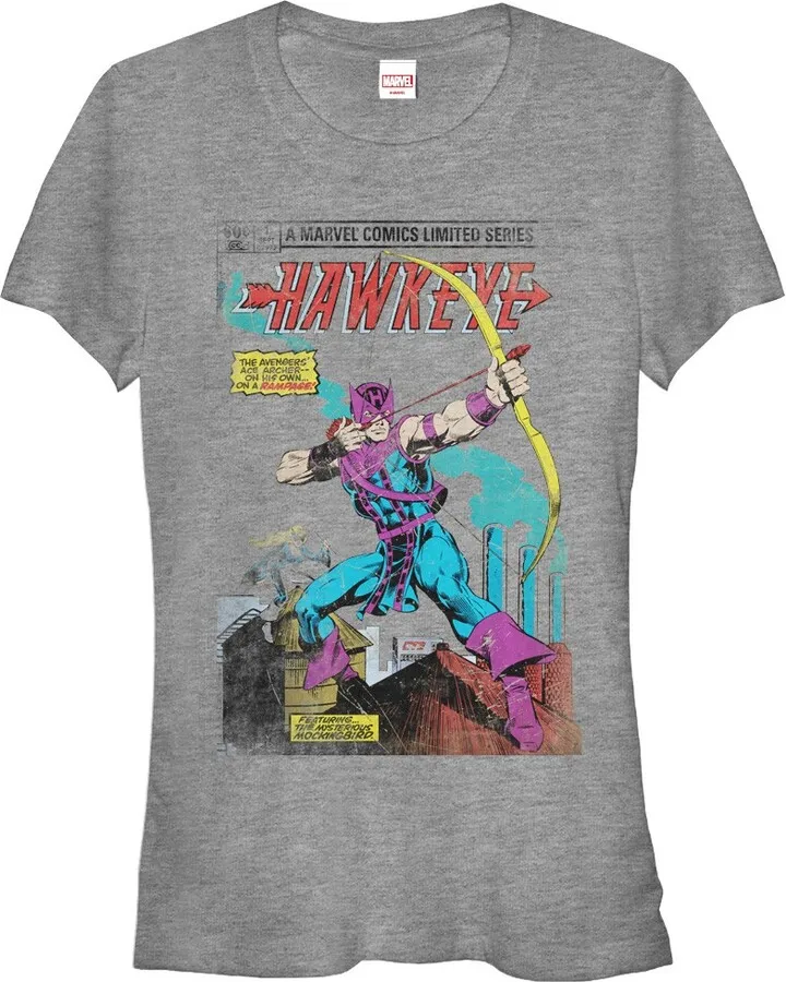 Junior's Marvel Hawkeye Limited Comic Book Print T-Shirt - Athletic Heather - Medium
