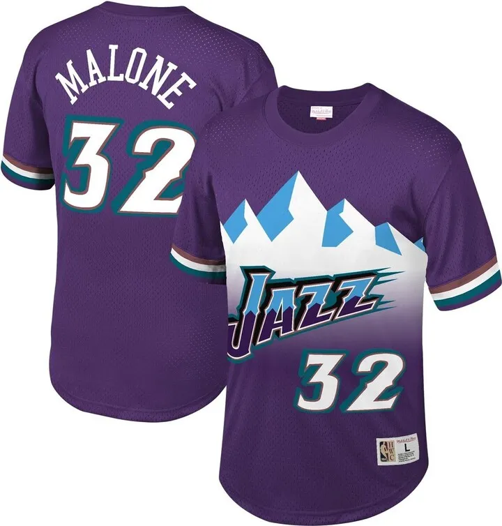 Men's Karl Malone Purple Utah Jazz Mesh T-shirt