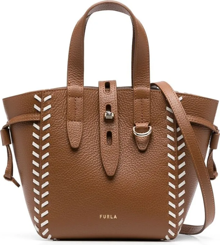 Woven-Detail Leather Tote Bag