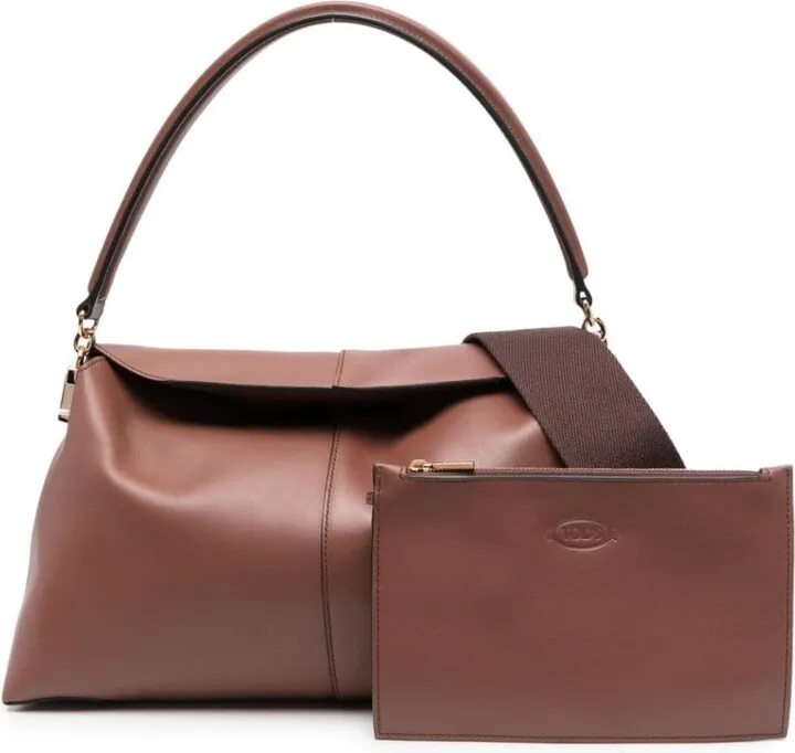 Logo-Plaque Leather Shoulder Bag