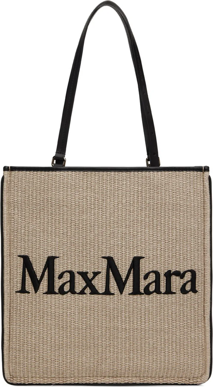 Max Mara Beige & Black Embroidered Tote