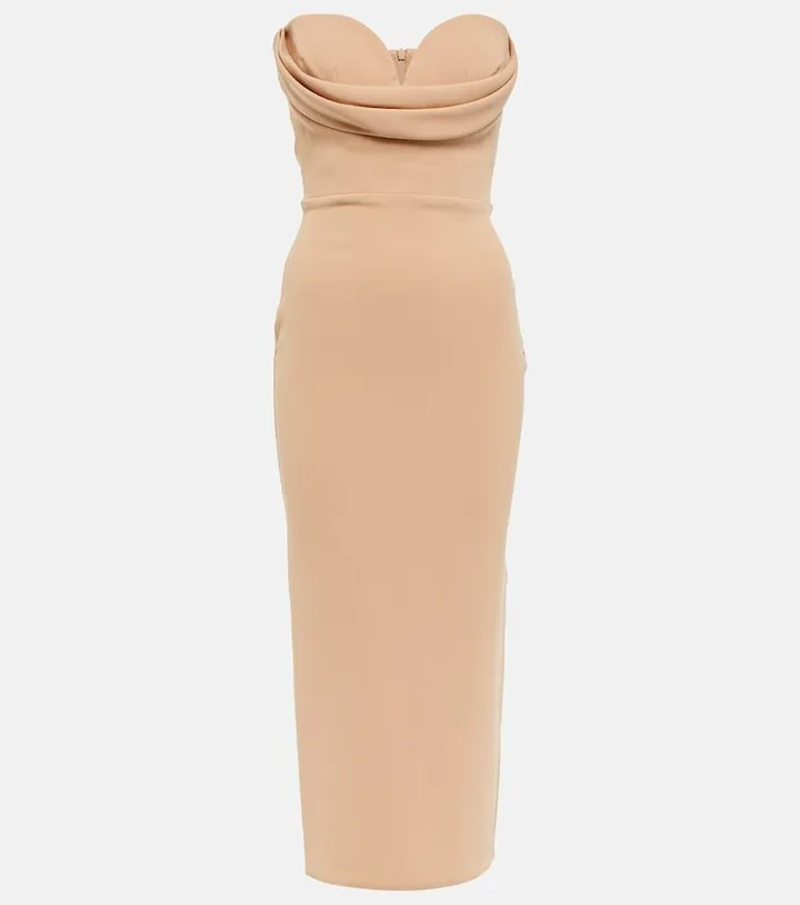 Darcy strapless crepe midi dress