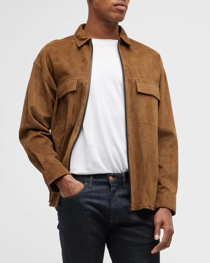 Men's Lamb Suede Shirt Jacket