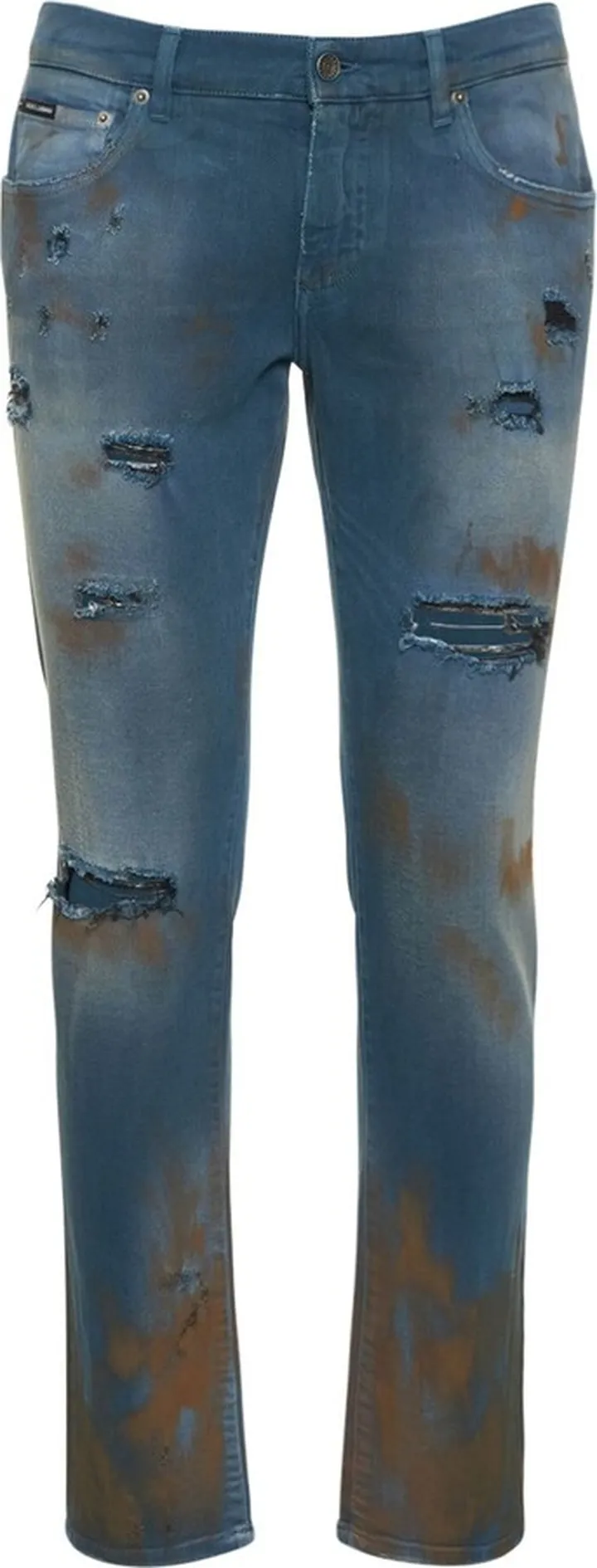 Distressed stretch denim jeans