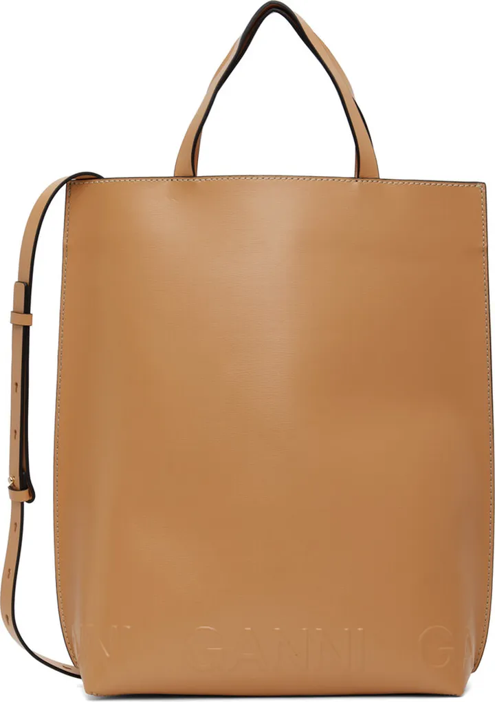 GANNI Tan Medium Banner Tote