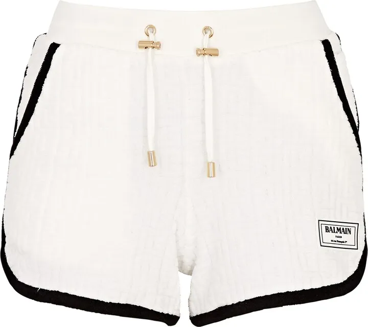 Balmain Monogrammed Terry Cotton Shorts