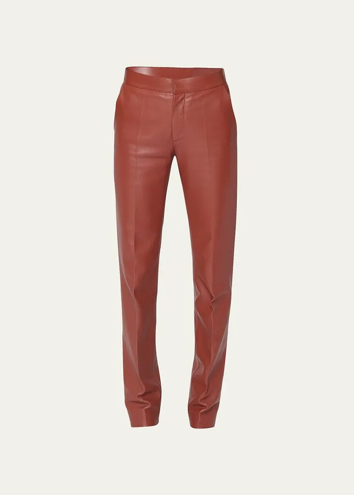 Classic Napa Leather Straight-Leg Trousers