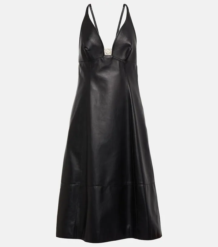 Leather midi dress