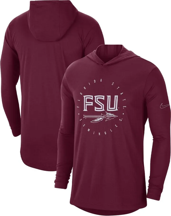 Men's Nike Garnet Florida State Seminoles Campus Tri-Blend Performance Long Sleeve Hooded T-shirt