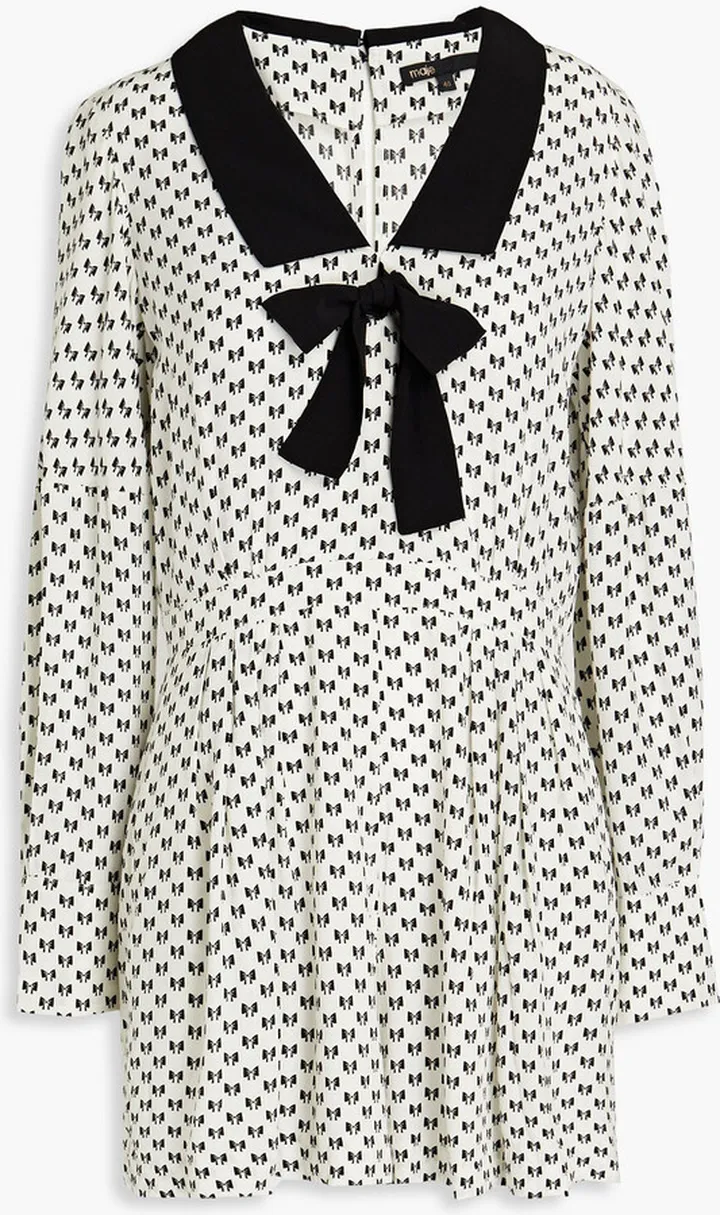 Bow-embellished crepe mini dress