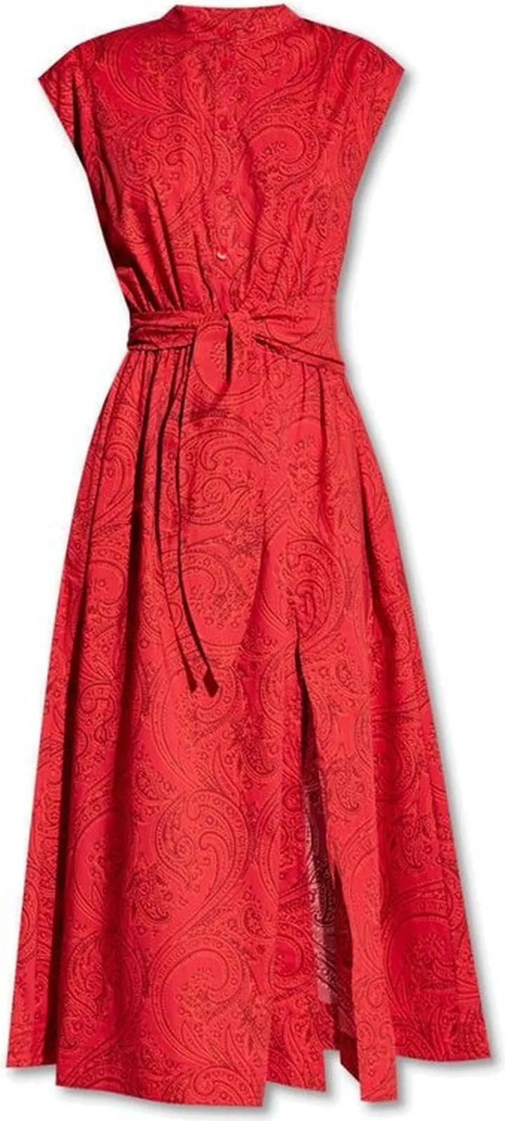 Etro Paisley-Printed Belted Flared Midi Dress