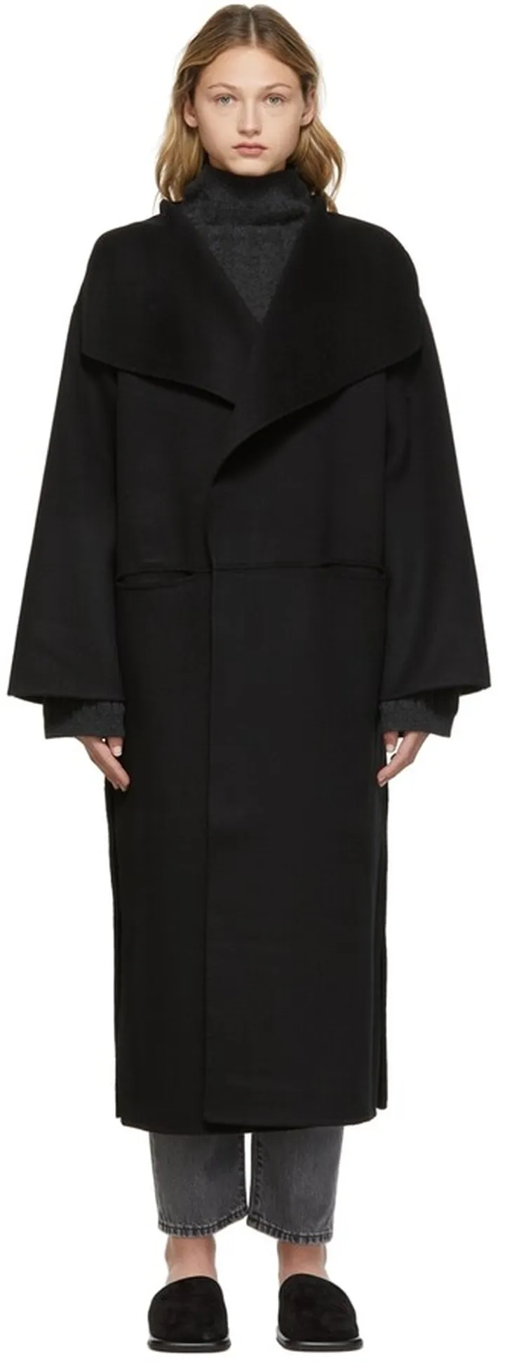 Totême Black Cashmere Wool Signature Coat
