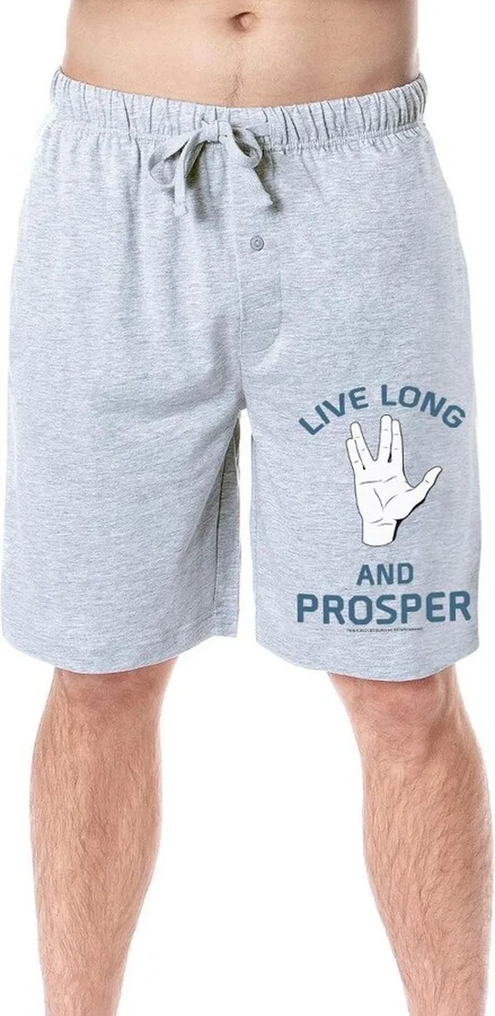 Star Trek Mens' Spock Live Long And Prosper Sleep Pajama Shorts (X-Large) Grey
