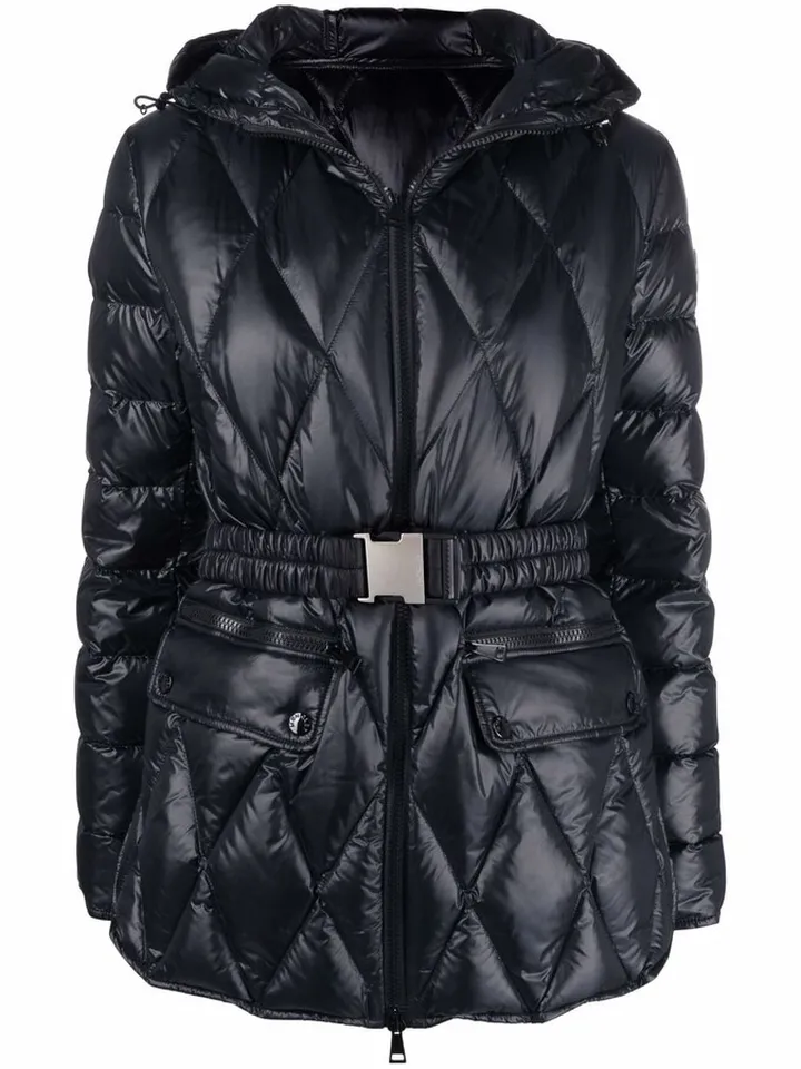 Diamond-Quilt Hooded Jacket