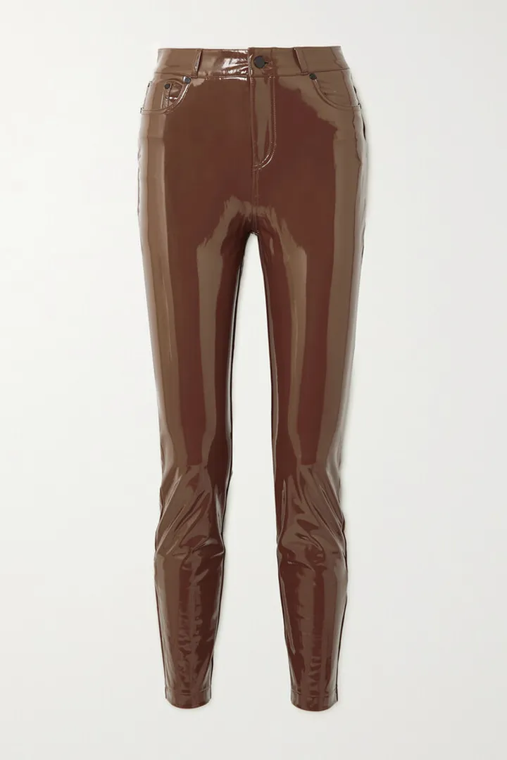 Commando - Stretch Faux Patent-leather Straight-leg Pants - Brown