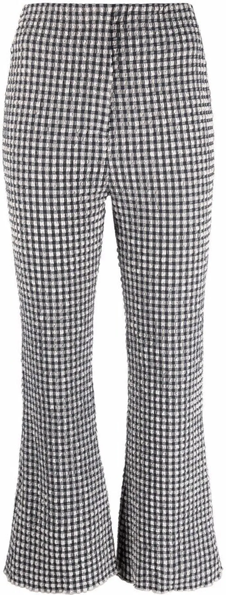 Gingham Cropped Kick-Flare Trousers