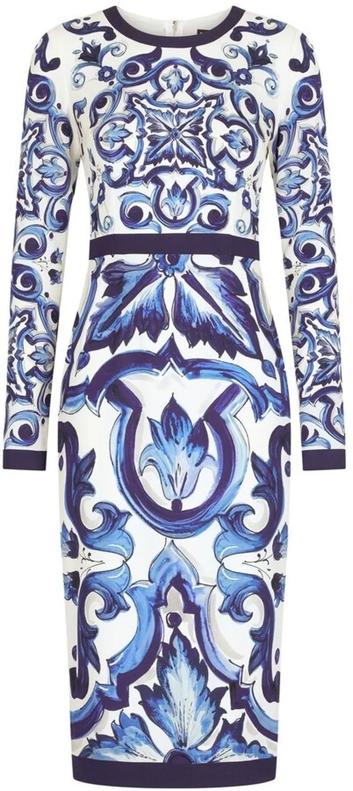 Majolica-print pencil midi dress