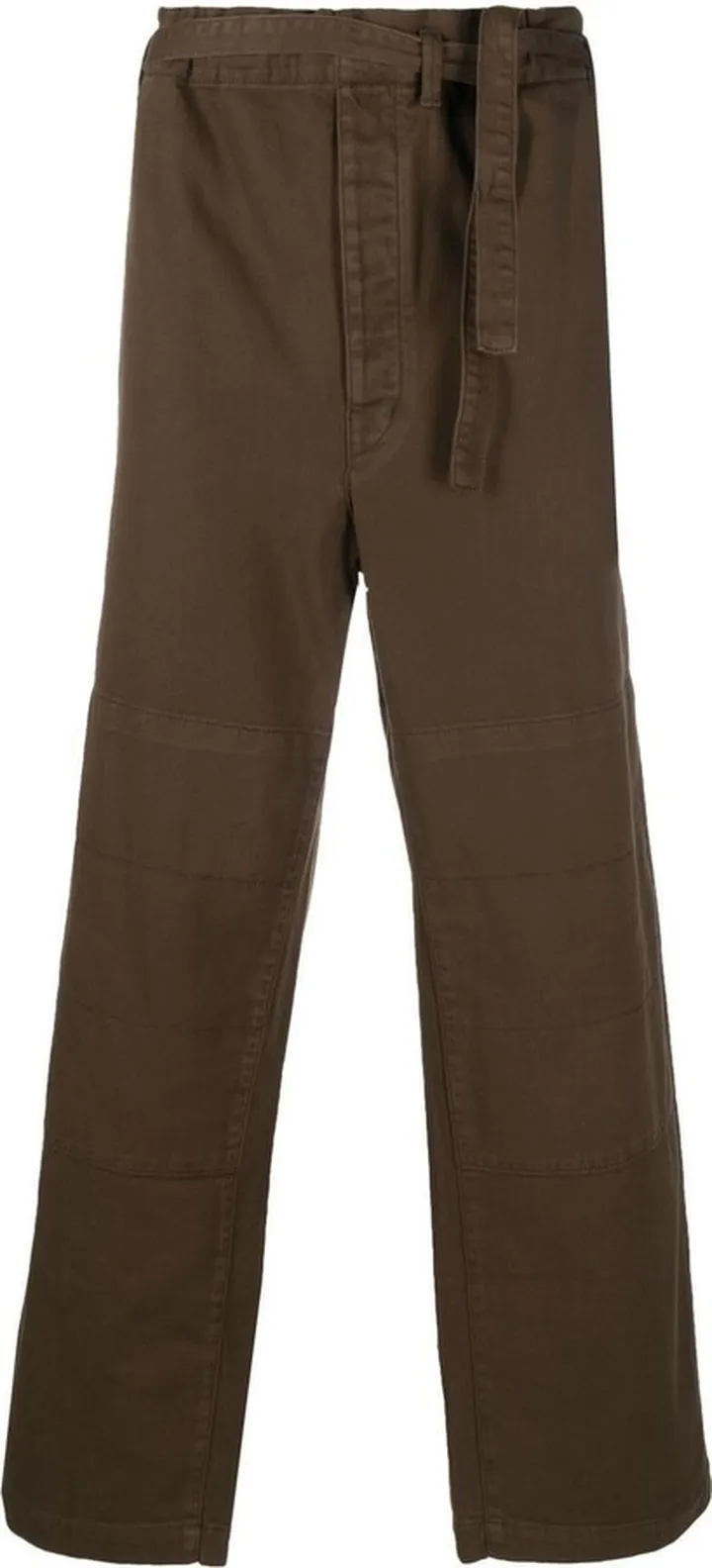 Brown Belted Straight-Leg Trousers