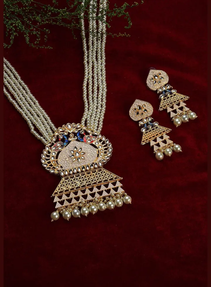 Beaded Meenakari Gold Plated Necklace Set