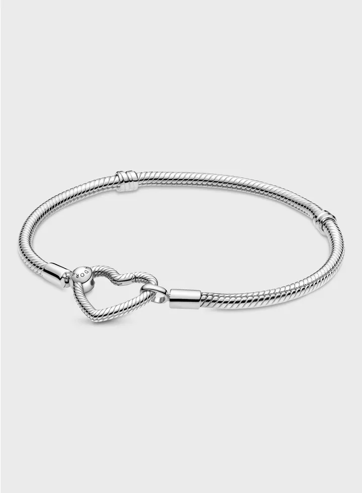 Pandora Moments Heart Closure Snake Chain Bracelet