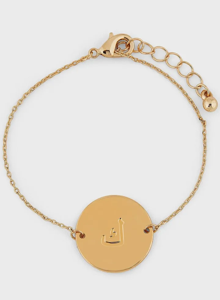 Arabic Initial "K" Disc Bracelet