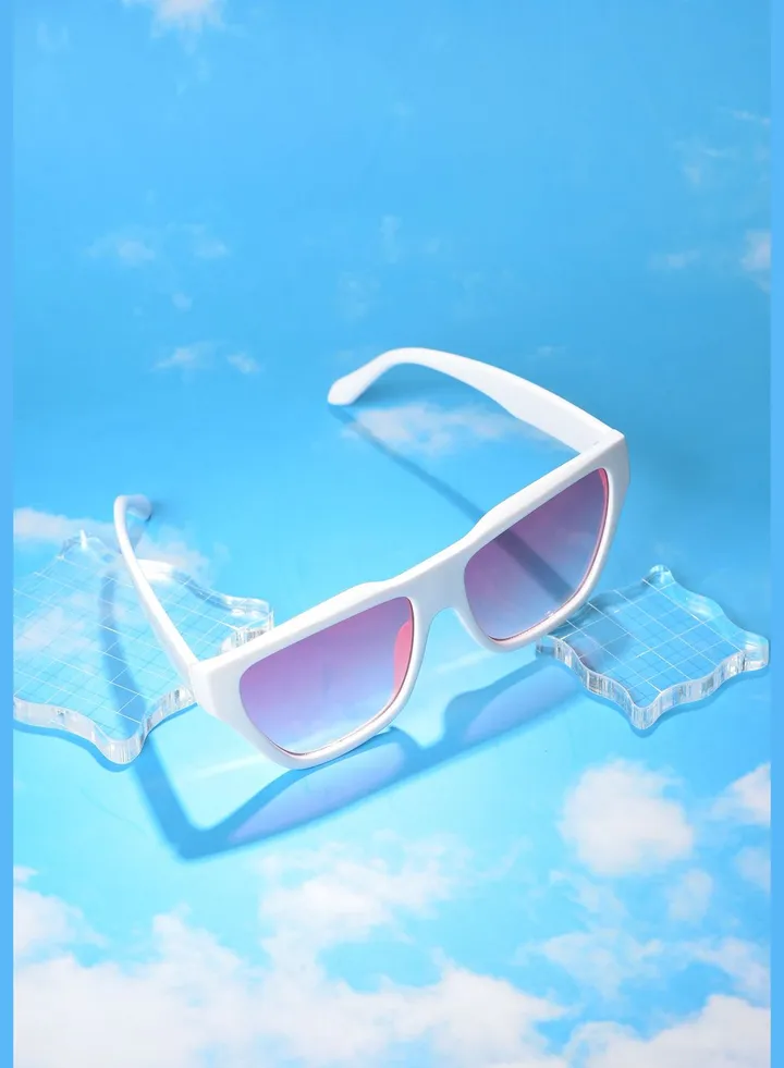 Women Pink Lens White Cateye Sunglasses