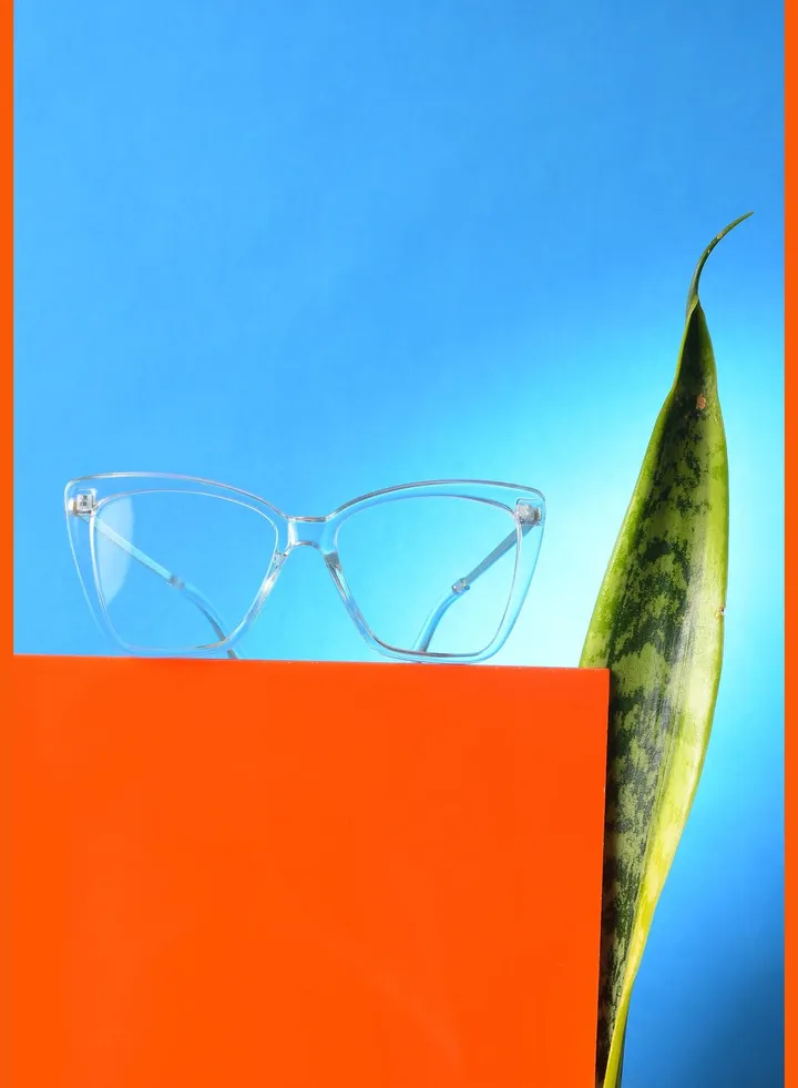 Women Clear Lens White Cateye Sunglasses