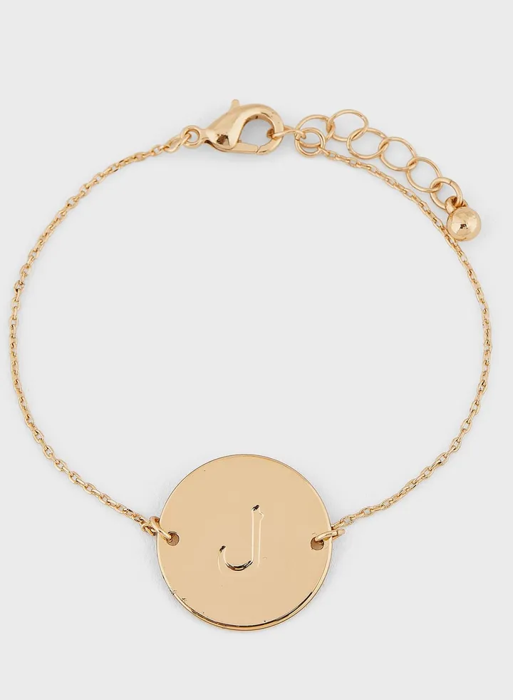 Arabic Initial "L" Disc Bracelet