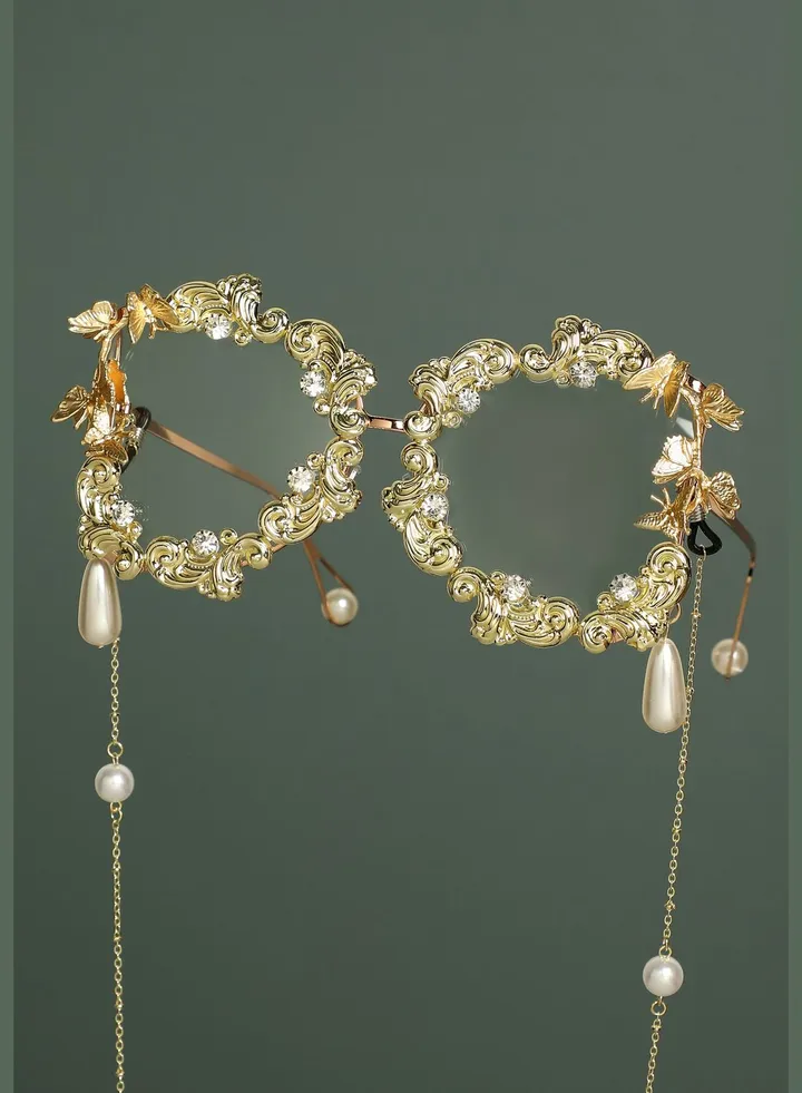 Gold Plated Designer Stone Western Wear Sunglass For Women