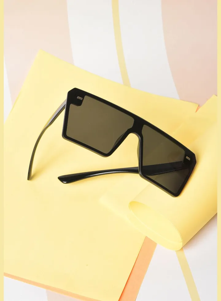 Women Black Lens Black Oversized Sunglasses